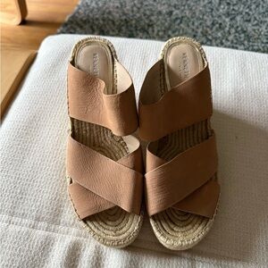 Kenneth Cole Women's LeatherTan Espadrille Wedge Sandals